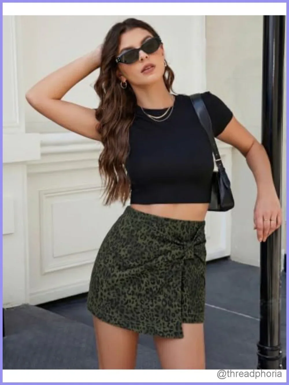 High Waisted Faux Wrap Skort with Bow Detail - Regular Fit, Denim